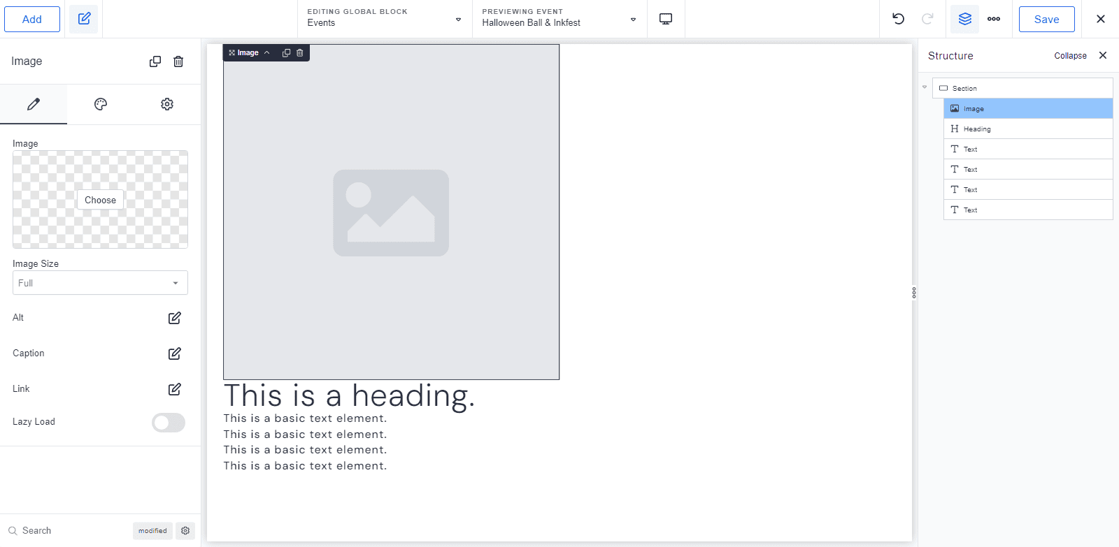 create global block template in Breakdance
