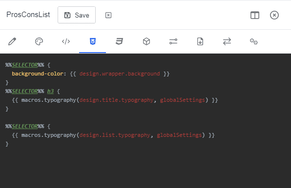 Element Studio CSS tab