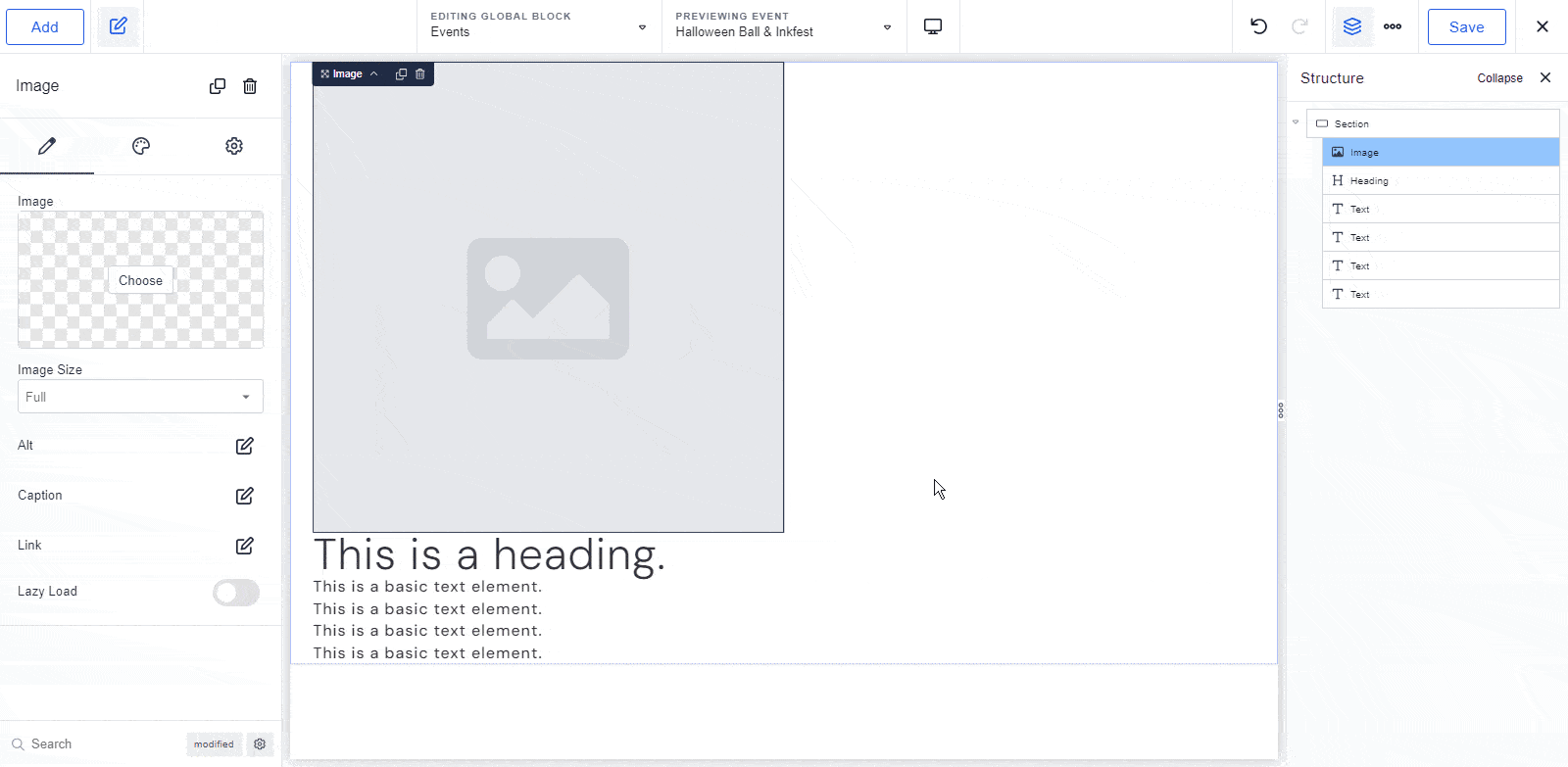 create global block template in Breakdance
