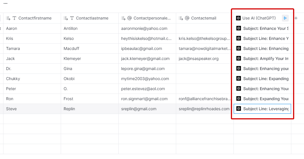 ChatGPT cold email results