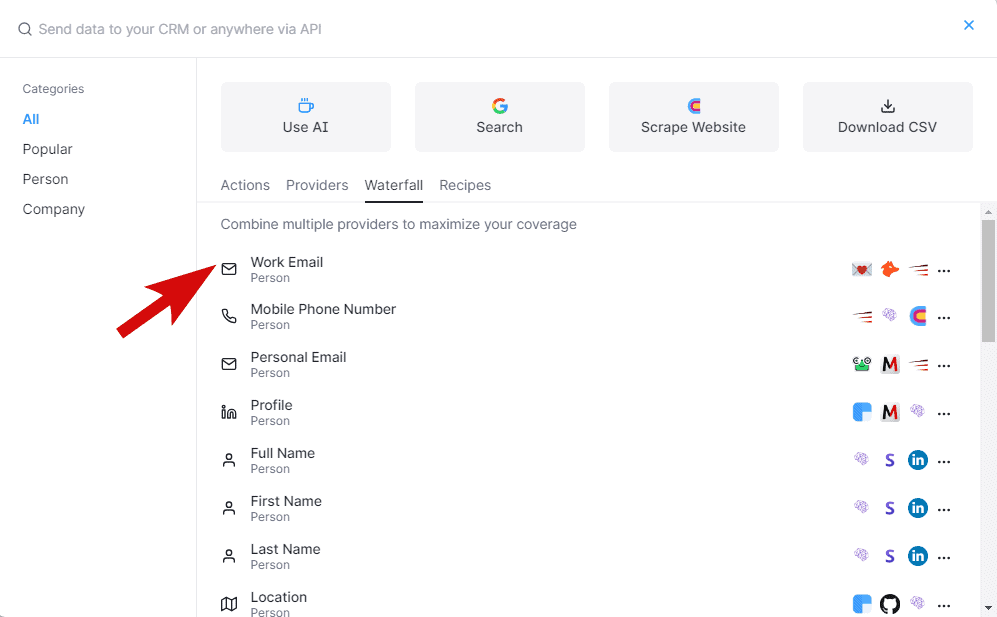 find work email using Clay