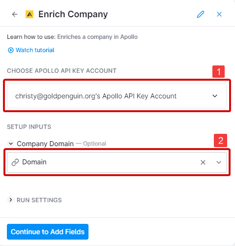 Apollo enrichment tool settings