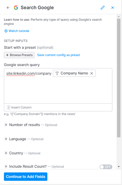 enter query on Search Google