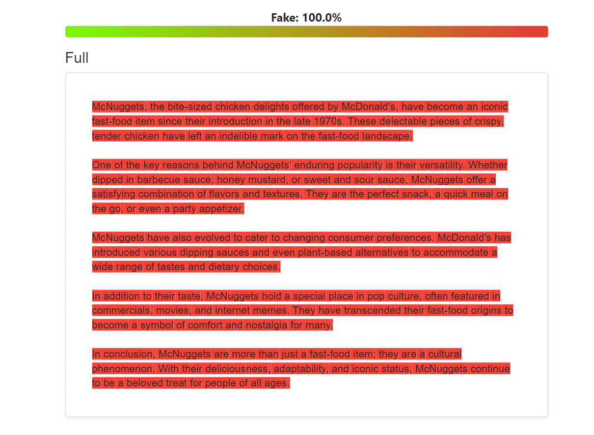 Sapling AI Detector Sample Test
