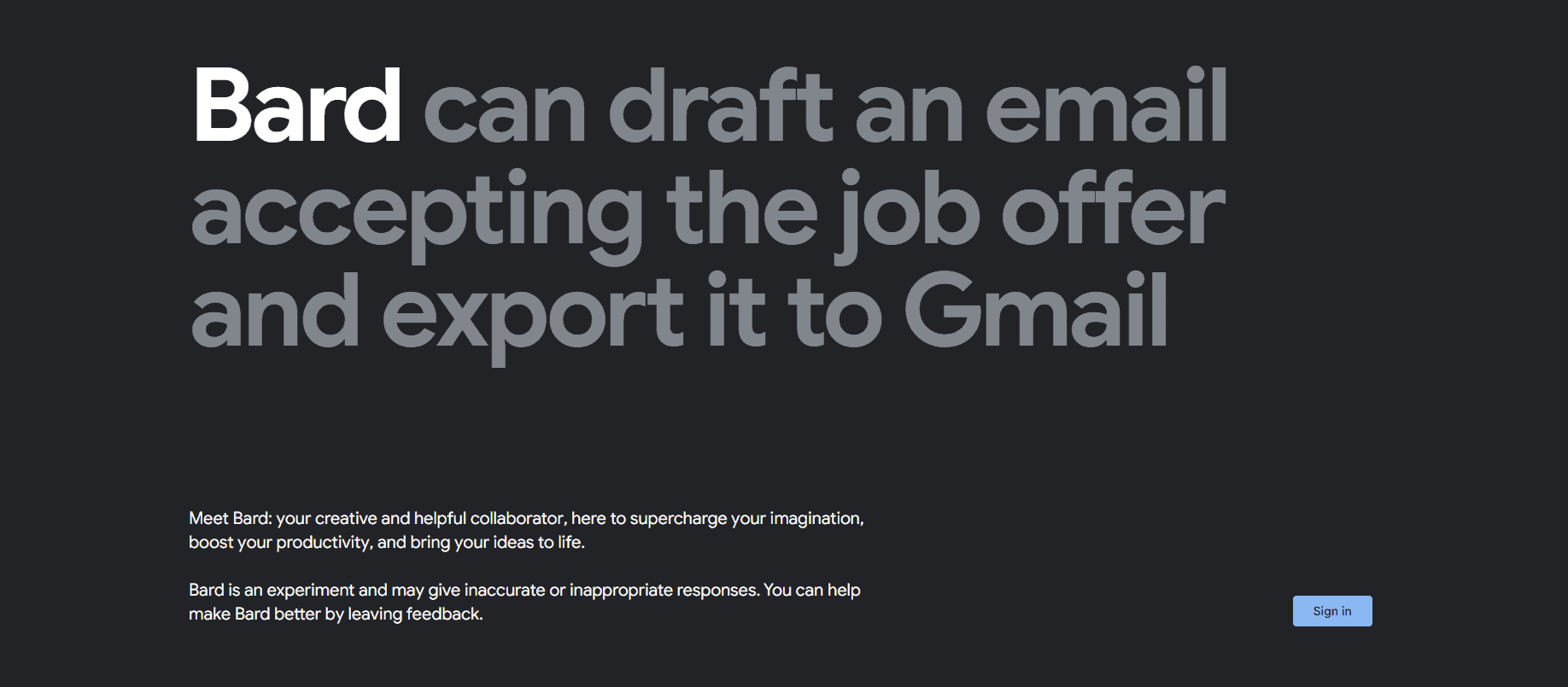 Bard Landing Page
