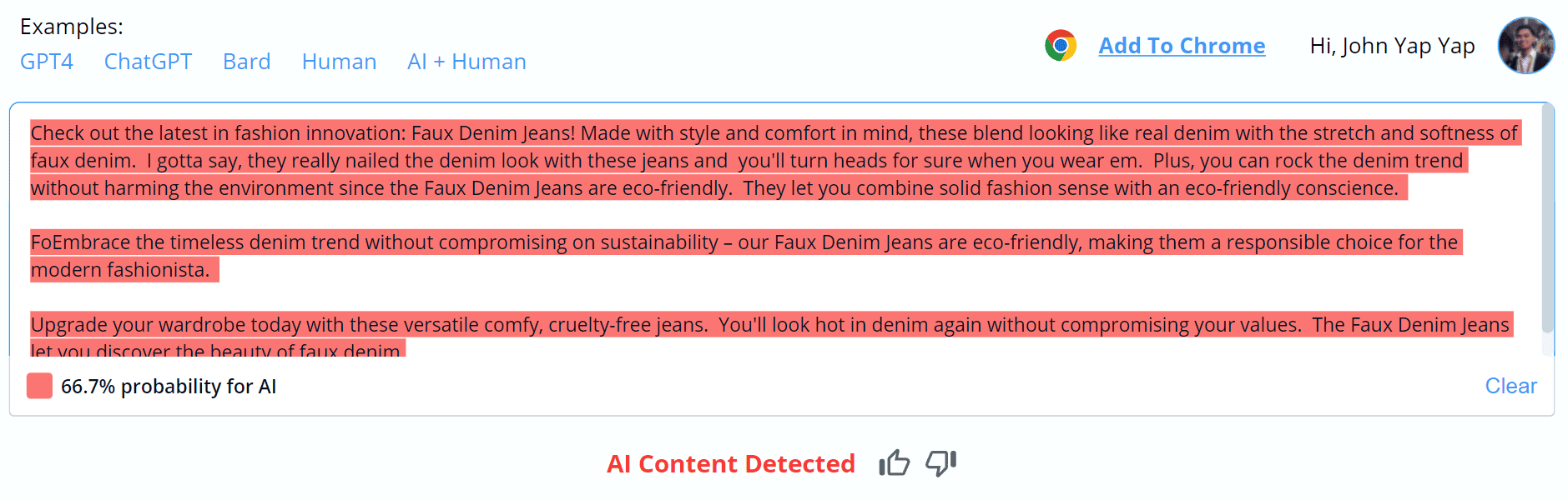 Copyleaks vs. HideMyAI #2: Marketing Copy