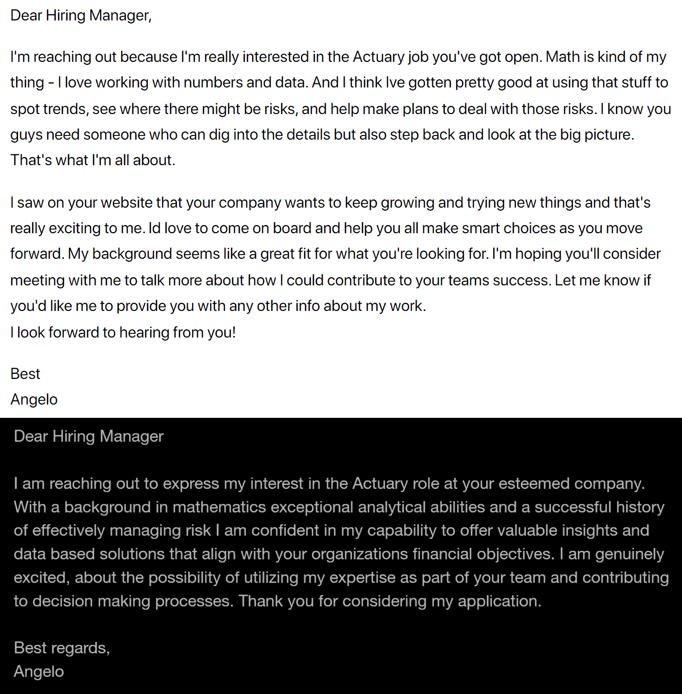 Undetectable AI vs. HideMyAI: Cover Letter Comparison