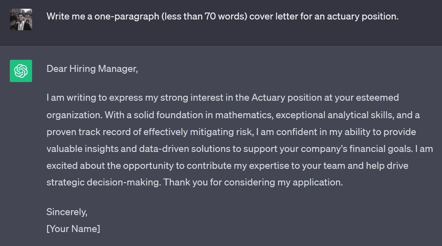 Undetectable AI vs. HideMyAI: Control Variable, ChatGPT-Generated Cover Letter
