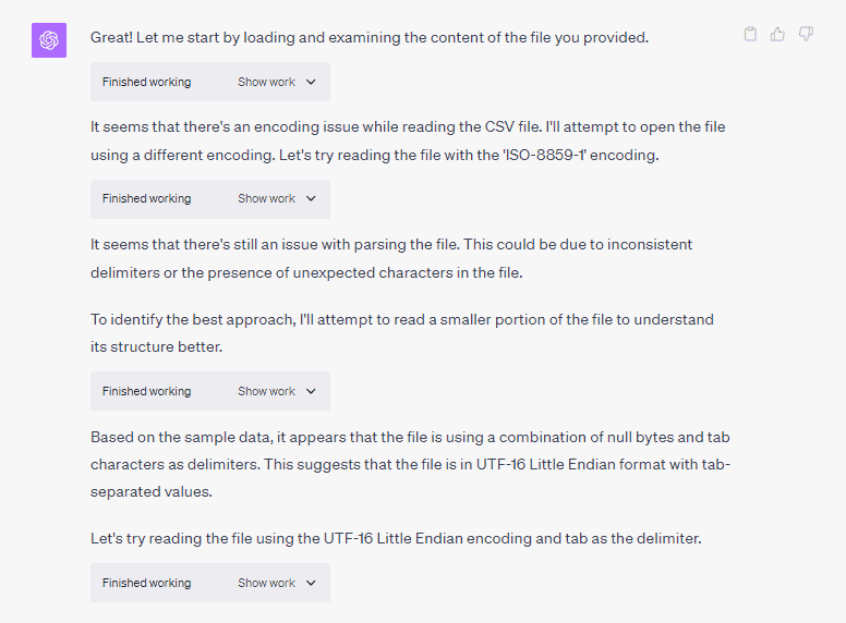 ChatGPT analyzing file content