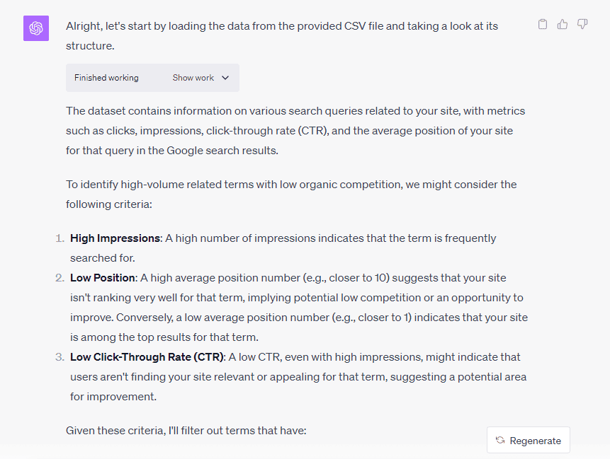 ChatGPT generating insights
