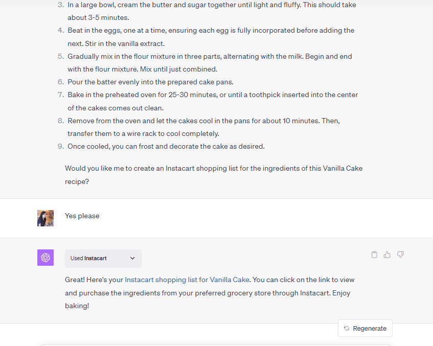 Instacart ChatGPT plugin