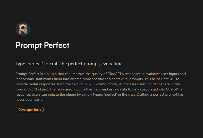 Prompt Perfect ChatGPT plugin