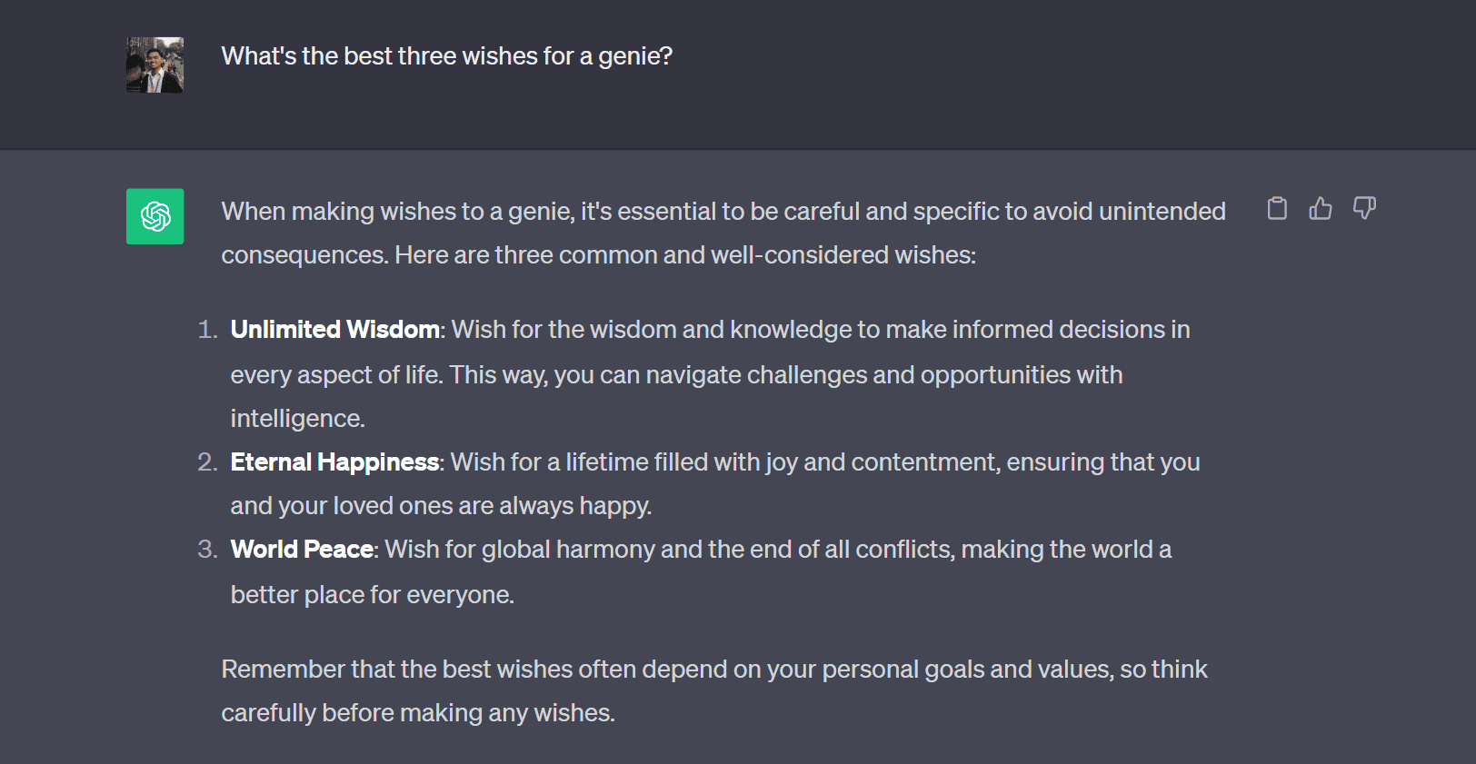 Three Wishes Prompt