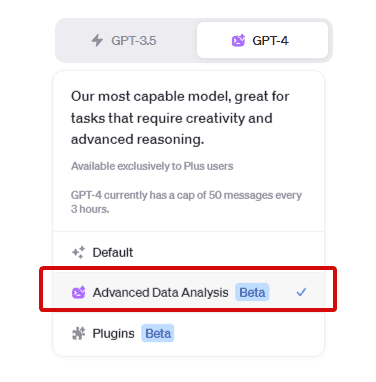 enable ChatGPT Advanced Data Analysis plugin