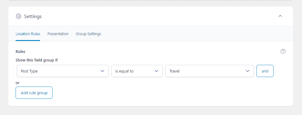 adding ACF conditional logic