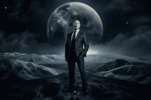 Jeff Bezos Standing on the Moon, Generated with Midjourney