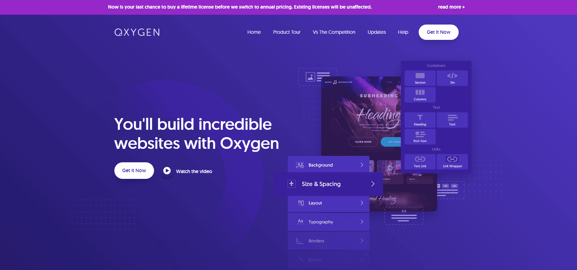 Oxygen Builder Landing Page