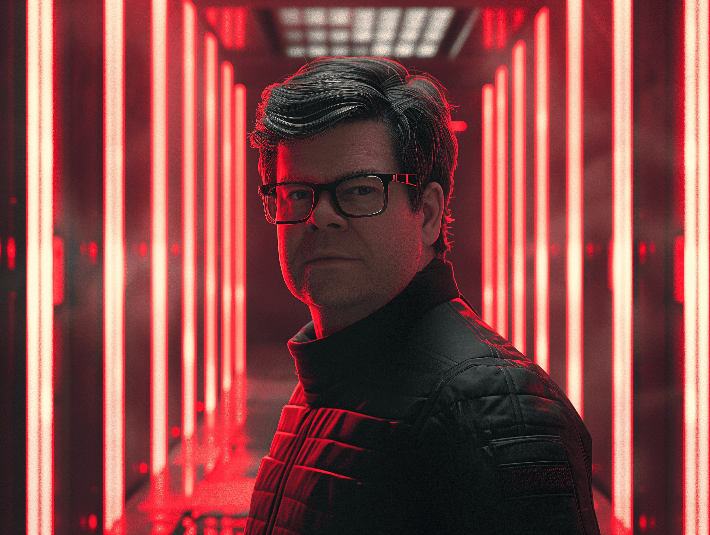 Yann LeCun in the set of 2001: A Space Odyssey, generated with Midjourney