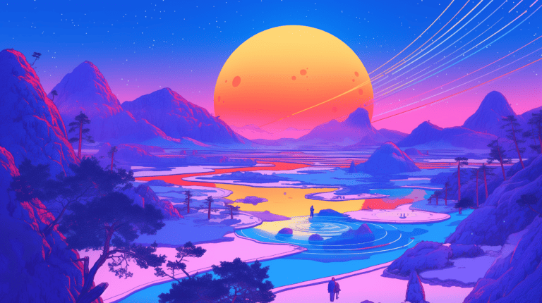 An anime landscape wallpaper of a new wallpaper, generated with Midjourney V6