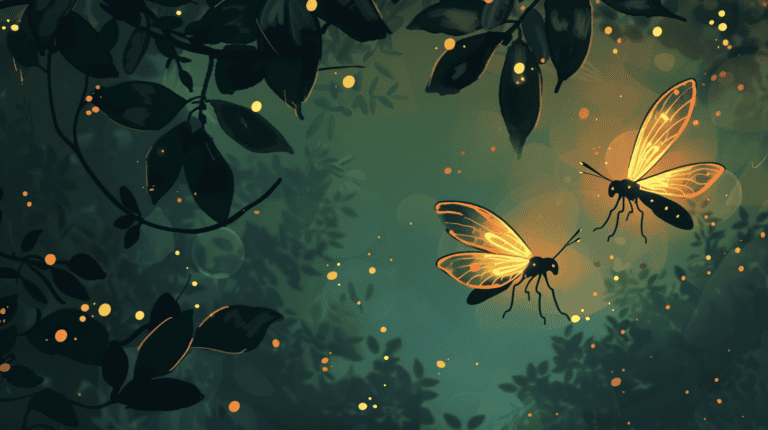 Two fireflies competing, generated with Midjourney