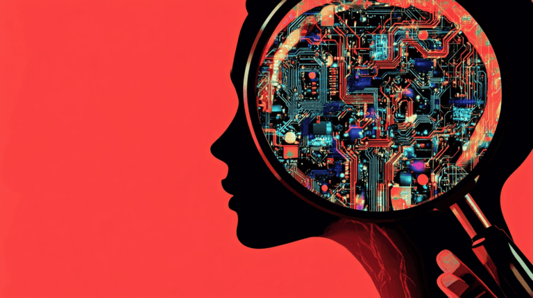 AI vs. human mind, generated with Midjourney