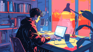 Online learning, generated with Midjourney
