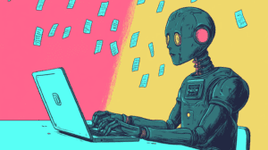 AI humanizer and paraphraser visualized, generated with Midjourney