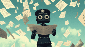 The AI writing police, generated with Midjourney