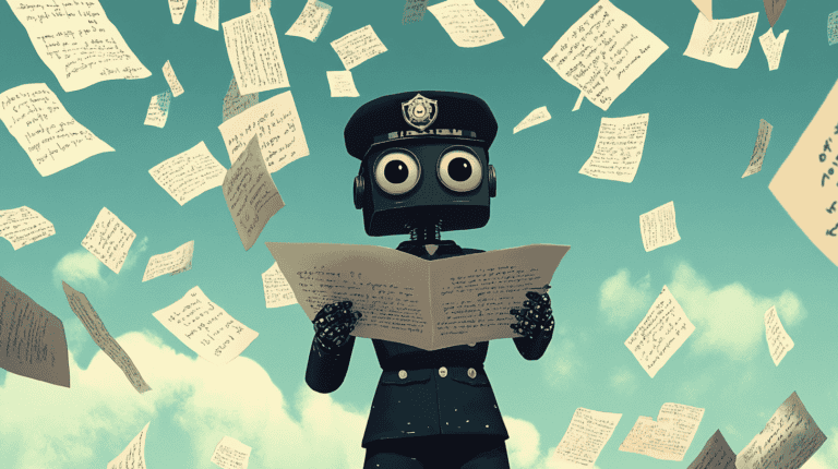 The AI writing police, generated with Midjourney