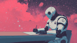 An AI doing his assignment, generated with Midjourney