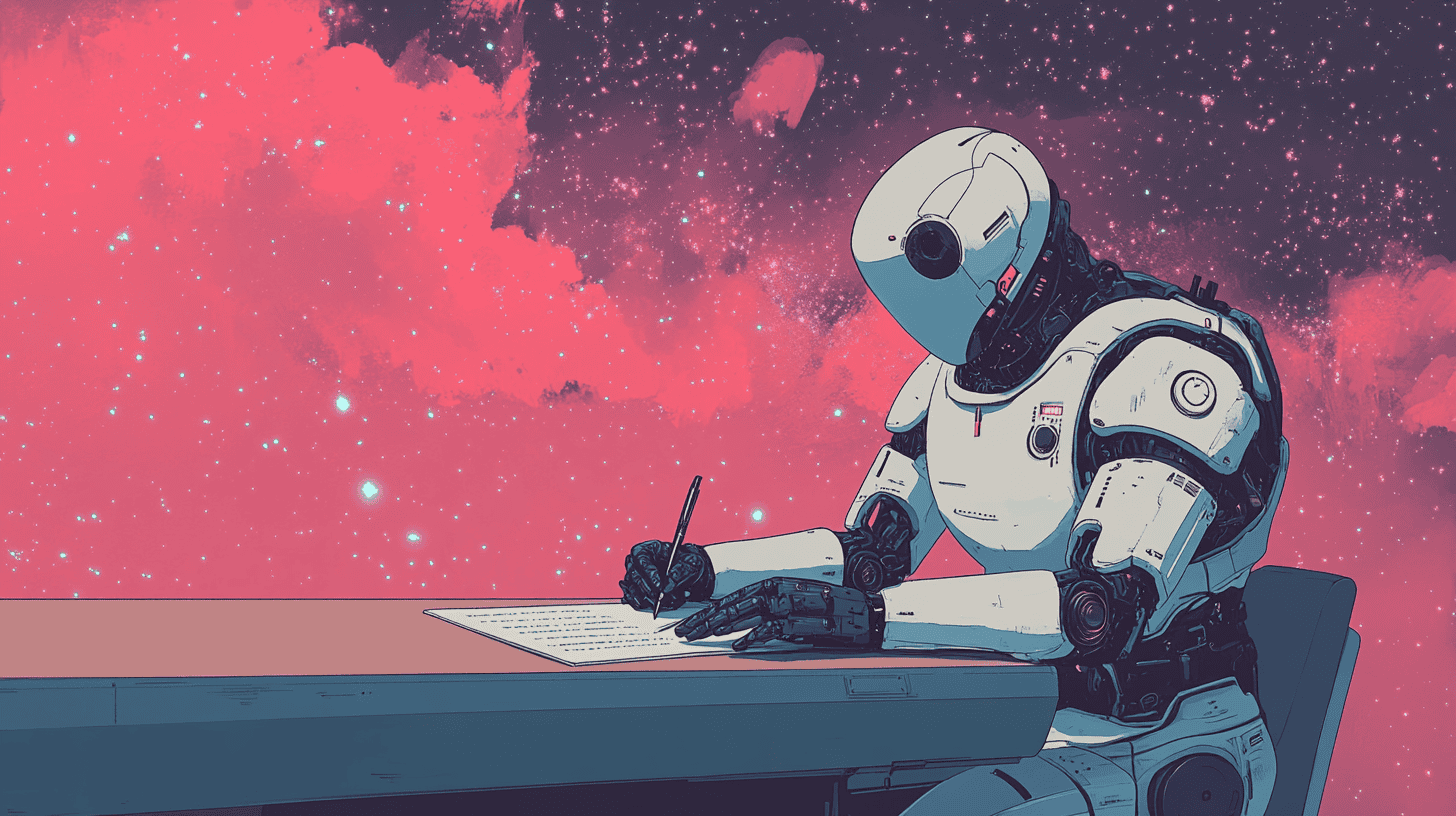 An AI doing his assignment, generated with Midjourney