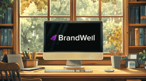 A content writer’s home office, generated with Midjourney