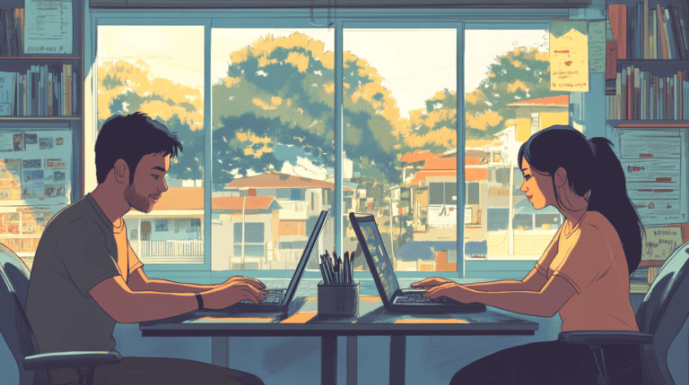 Two filipino virtual assistants, generated with Midjourney