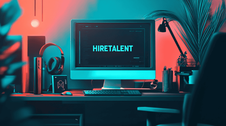 A desktop showing HireTalent, generated by Midjourney