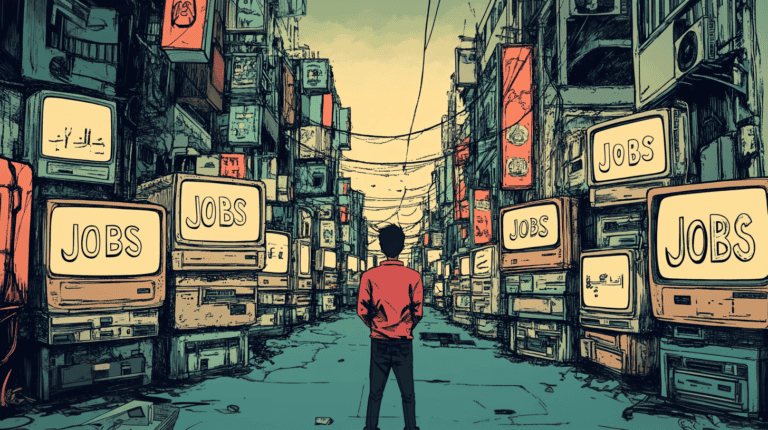 A Filipino looking for his first online work, generated with Midjourney