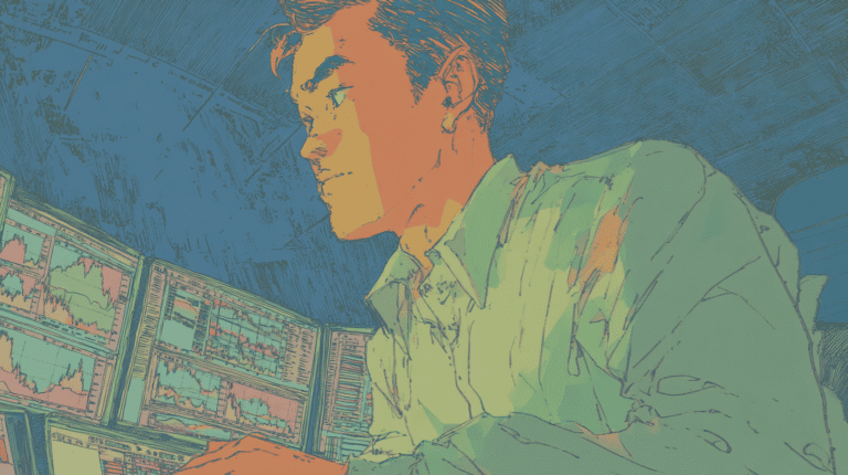 Man typing on his computer, generated with Midjourney