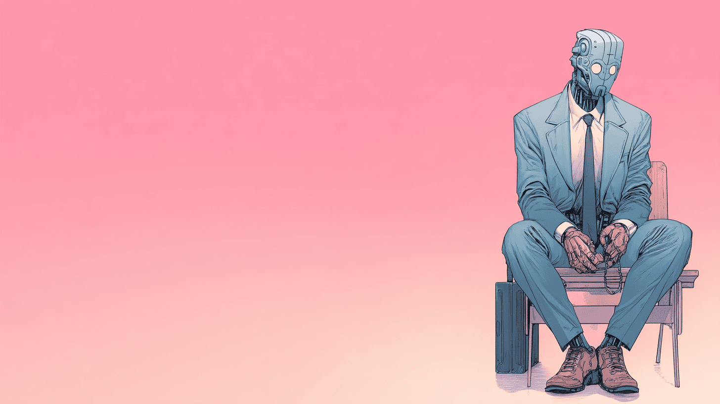 An AI preparing for a job interview, generated with Midjourney