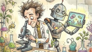 A scientist getting fooled by an AI, generated with Gemini