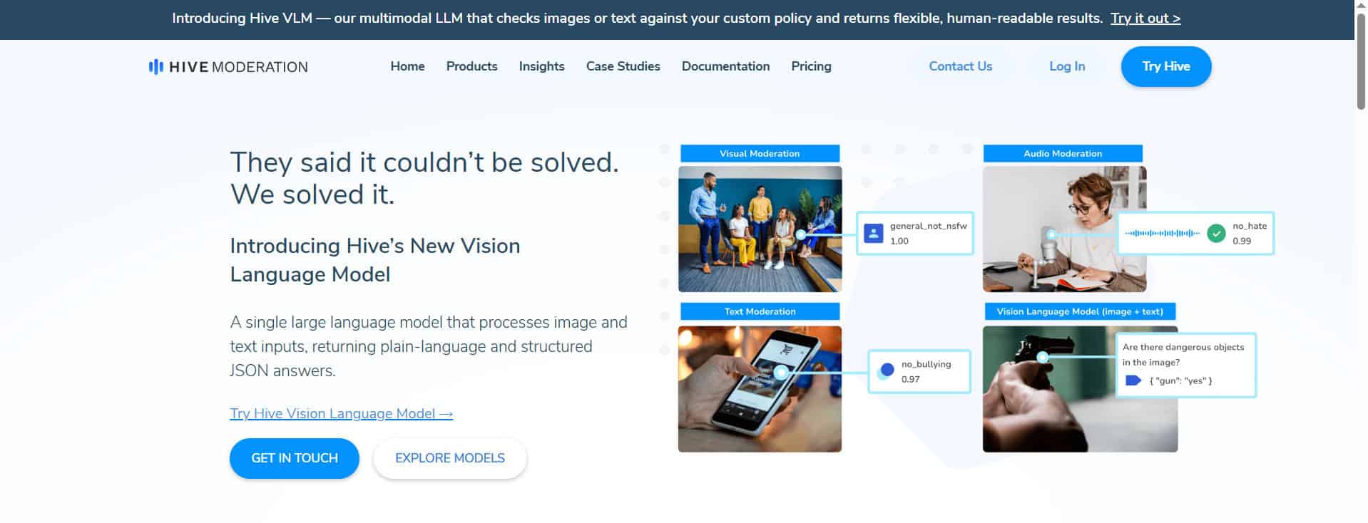 Hive Moderation Landing Page