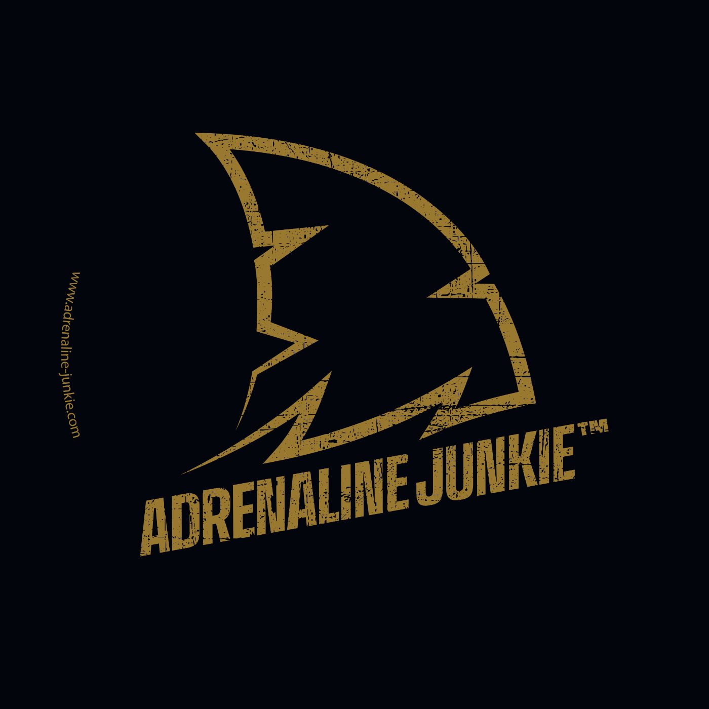 Runder Aufkleber mit Adrenaline-Junkie-Logo in Gold
