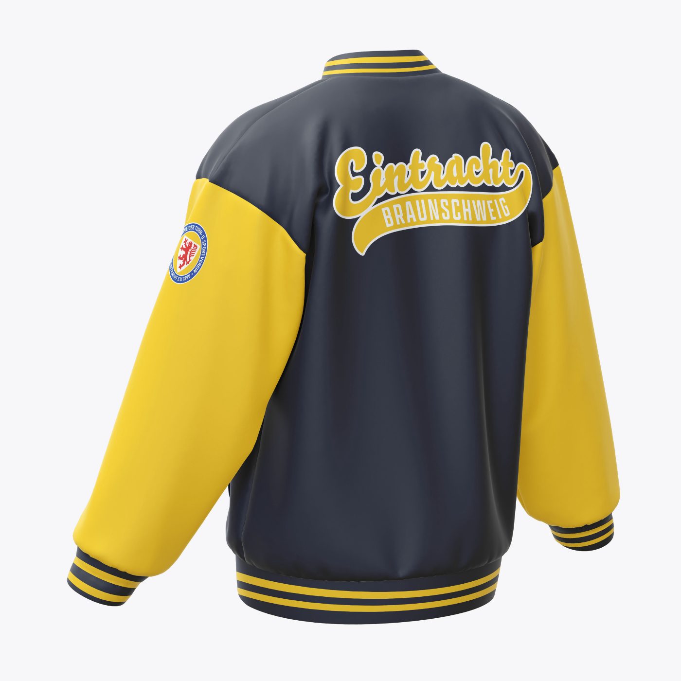 Rückseite der Collegejacke mit Eintracht-Braunschweig-Schriftzug