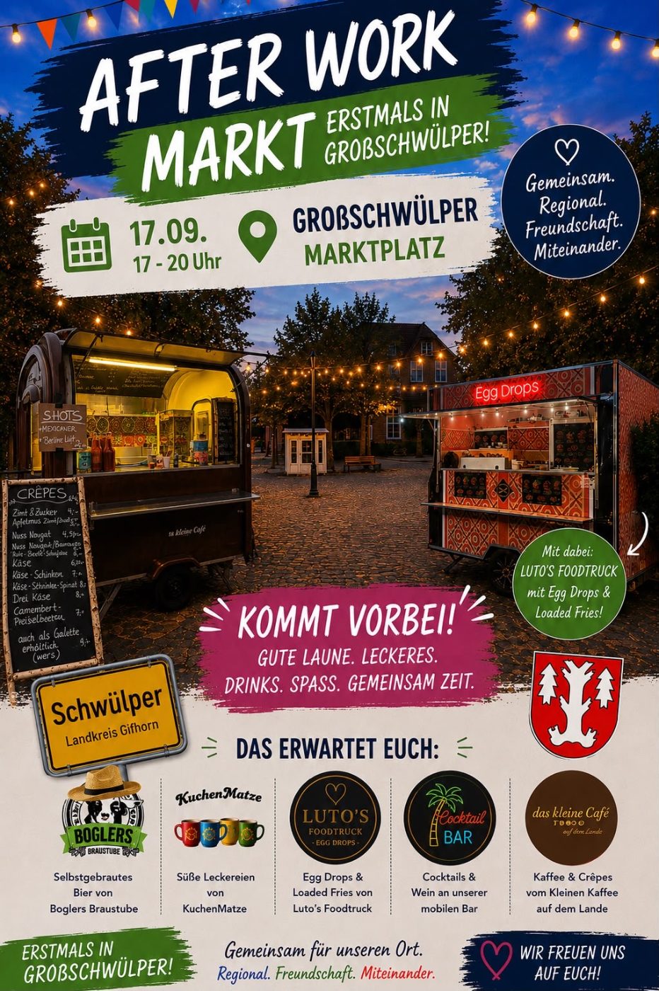 Plakat für den After-Work-Markt in Groß Schwülper