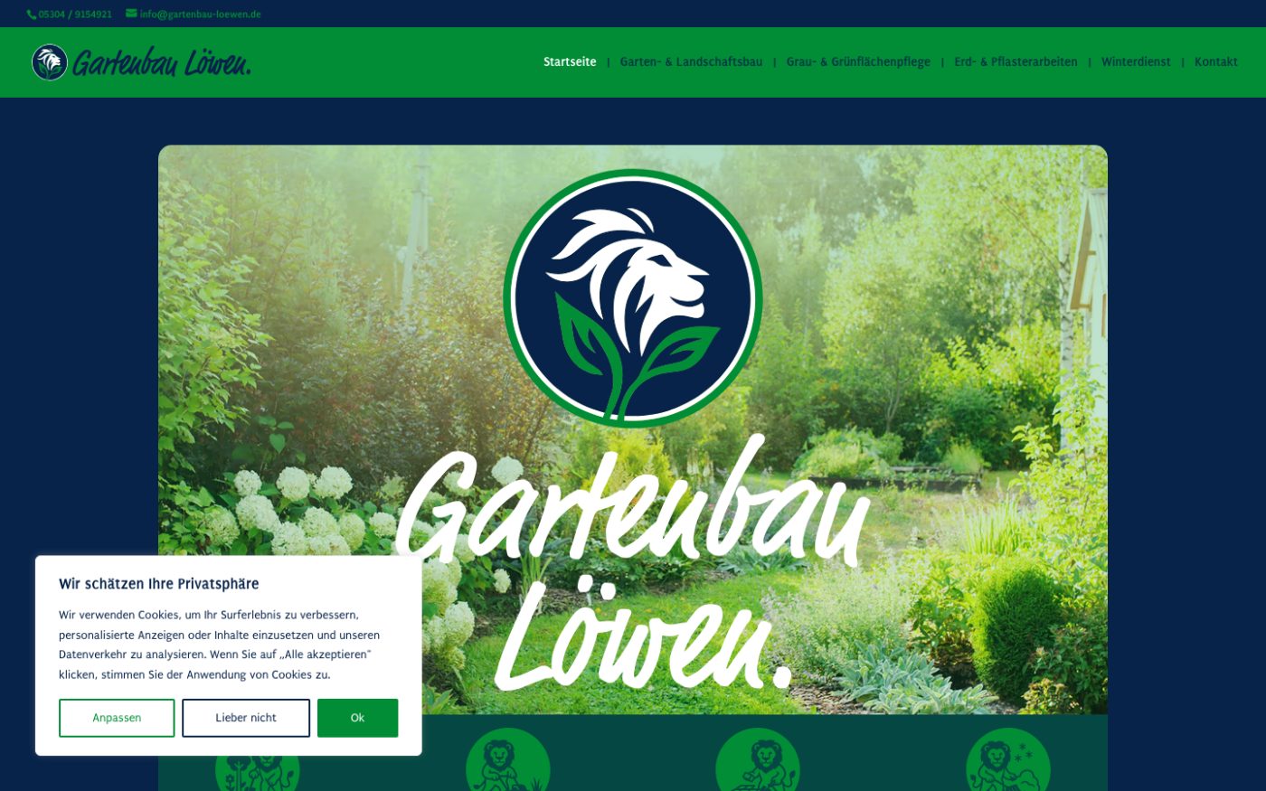 Startseite der Webseite von Gartenbau Löwen