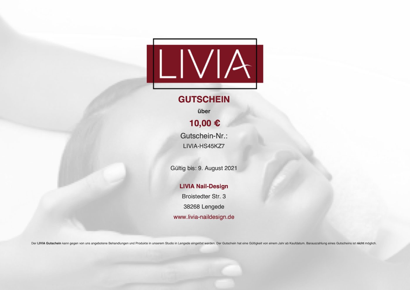 Gutschein-Design mit Logo und Wellness-Motiv