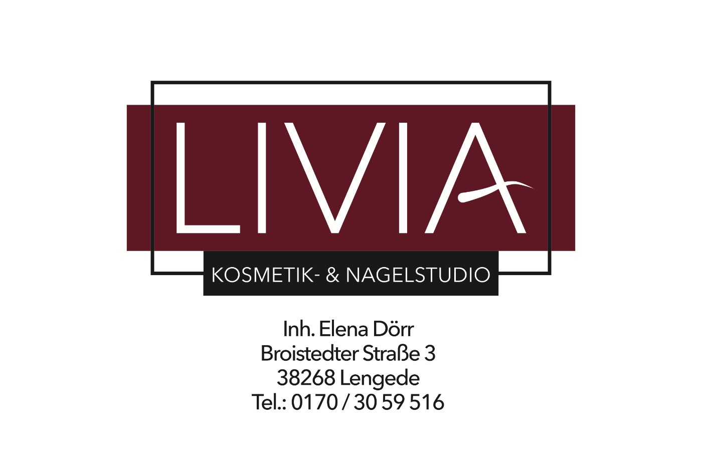 Visitenkarte mit LIVIA-Logo und Kontaktdaten