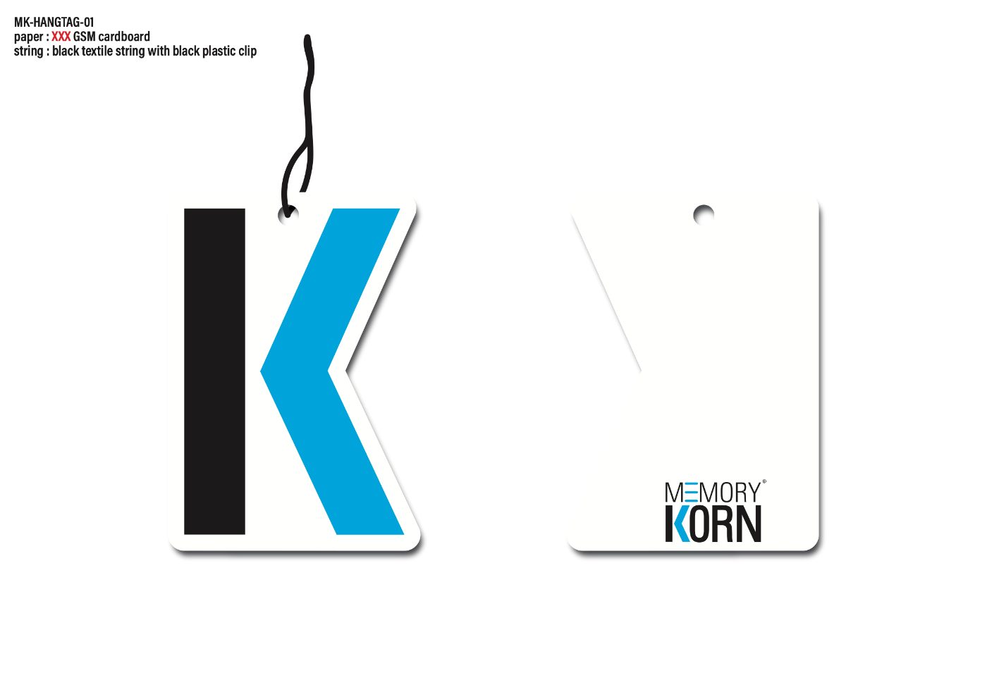 Hangtag in K-Form für die Textilkollektion