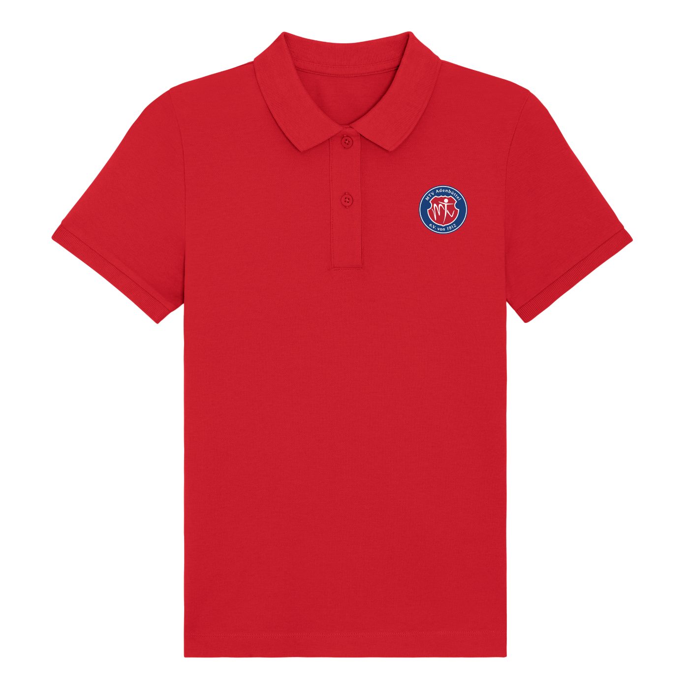 Mockup des roten Damen-Poloshirts mit Vereinslogo
