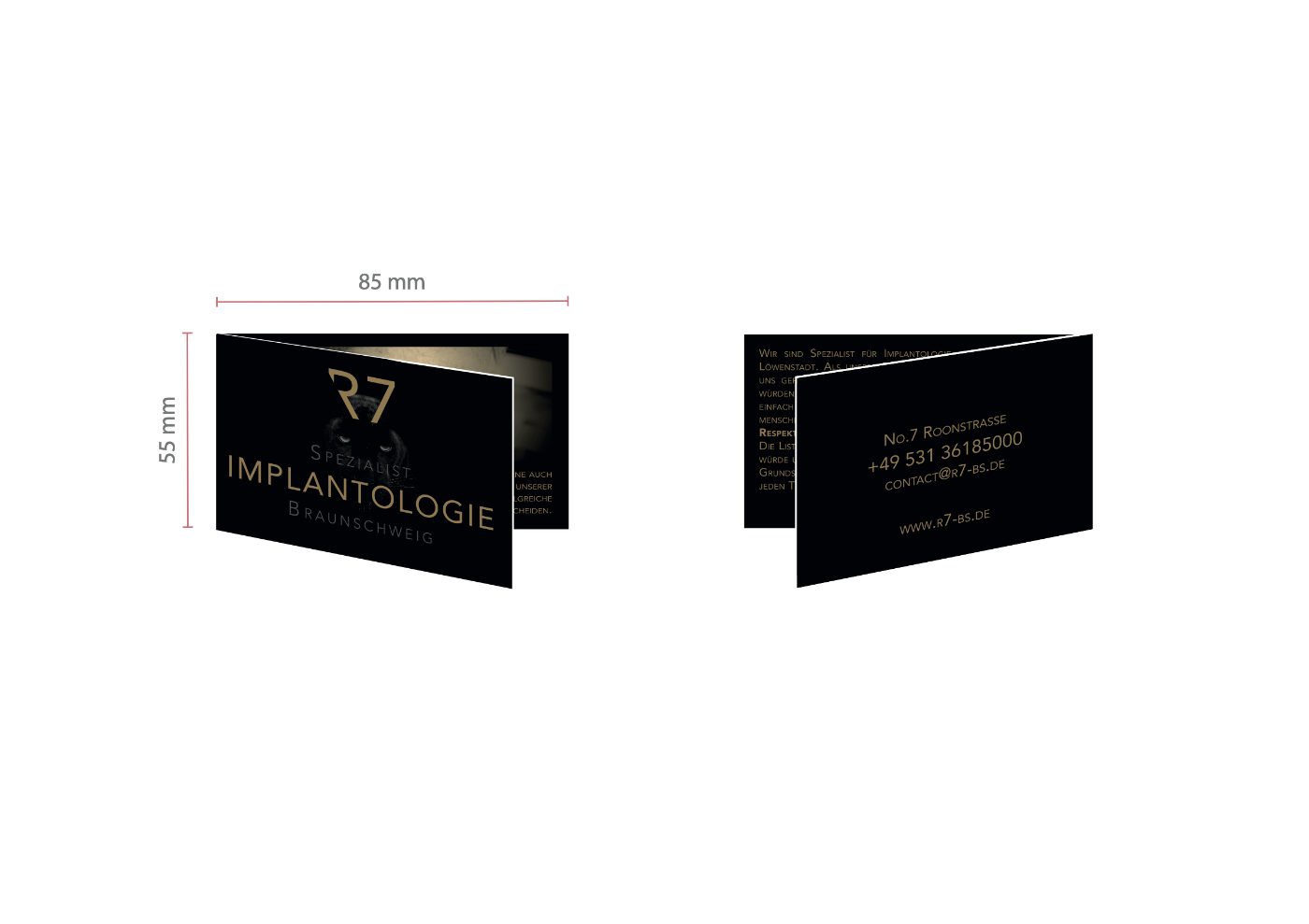 Mockup der Klappvisitenkarte mit Vorder- und Innenseite