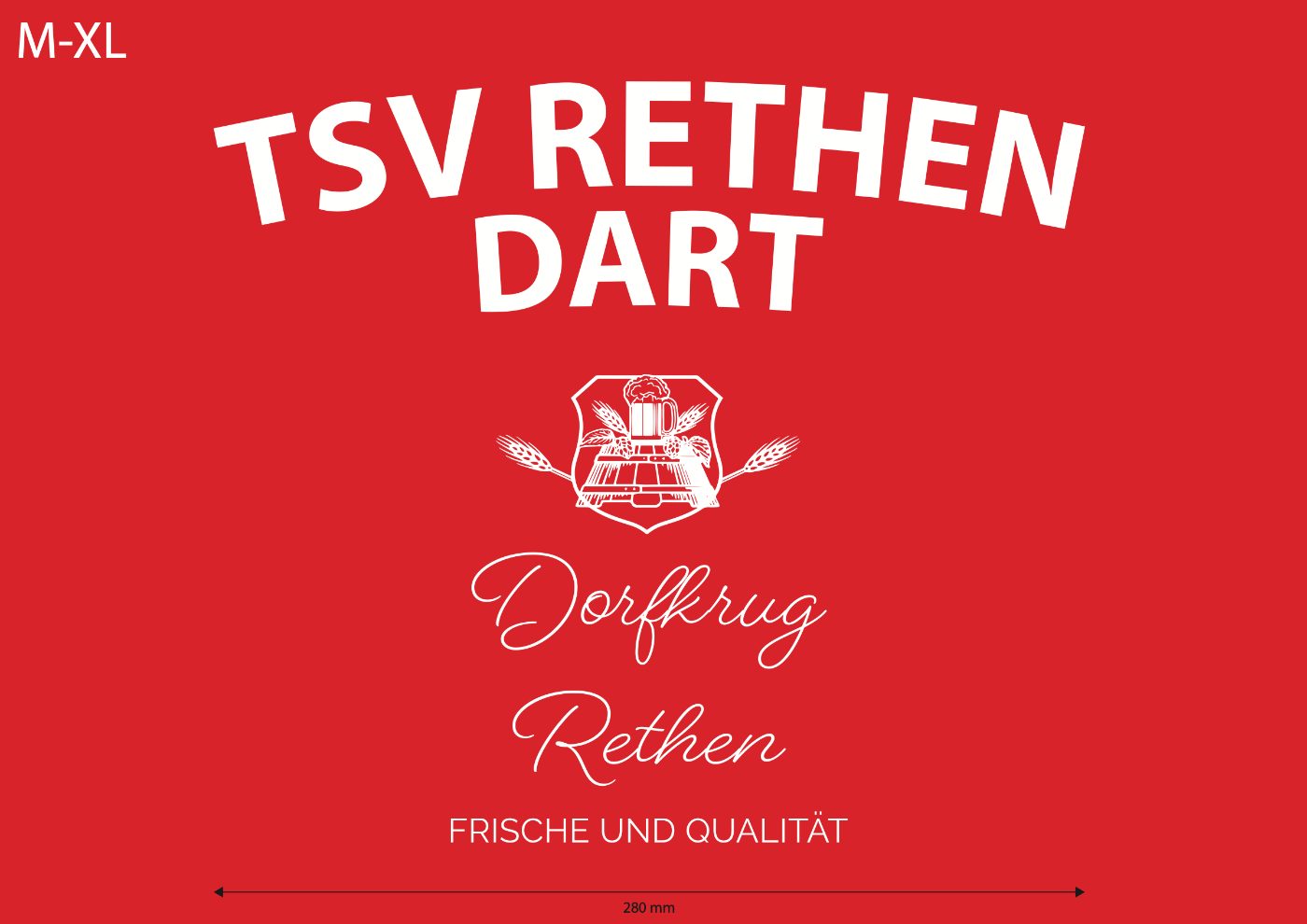 Rückendruck der Dart-Jacke mit Sponsor Dorfkrug Rethen