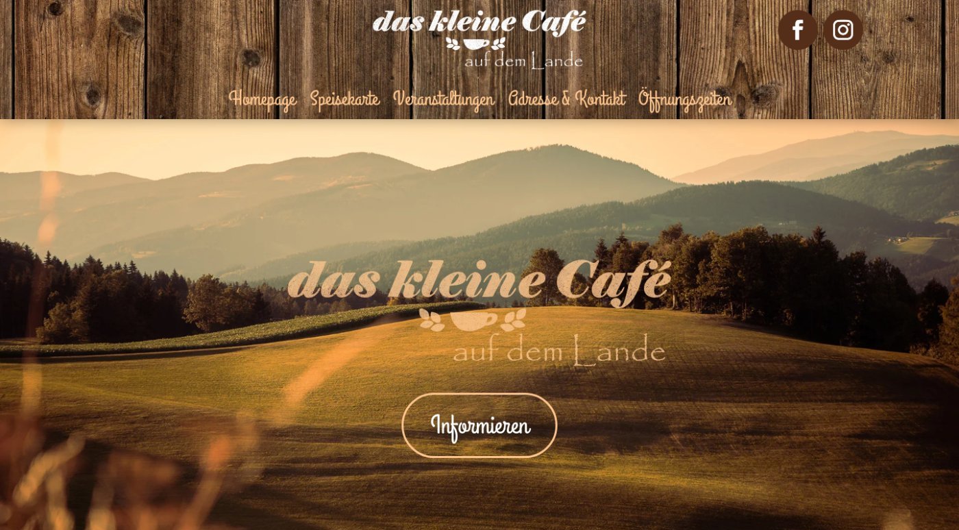 Startseite von Das kleine Café auf dem Lande im Browser